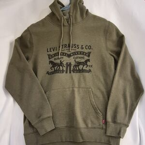 Levi's Olive Green Pullover Hoodie with Black Logo